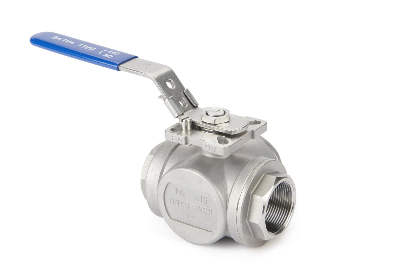Ball Valve 3 - Way Stainless Steel ISO Direct Mount Screwed BSP Connections (CT - L/T) - Valve Supply