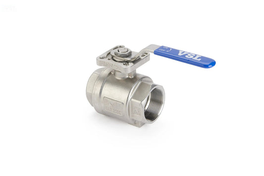 Ball Valve 2 - Piece Stainless Steel Full Bore Direct Mount for Actuation Screwed BSP (CT - 2) - Valve Supply