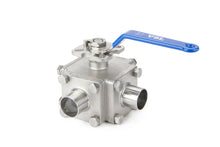 Ball Valve 3 - Way Stainless Steel Standard Bore Aseptic Butt Weld OD (BWOD) ends (CCW - 3TDL/T) - Valve Supply